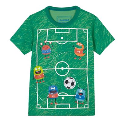 bluezoo Boys' green football pitch print t-shirt
